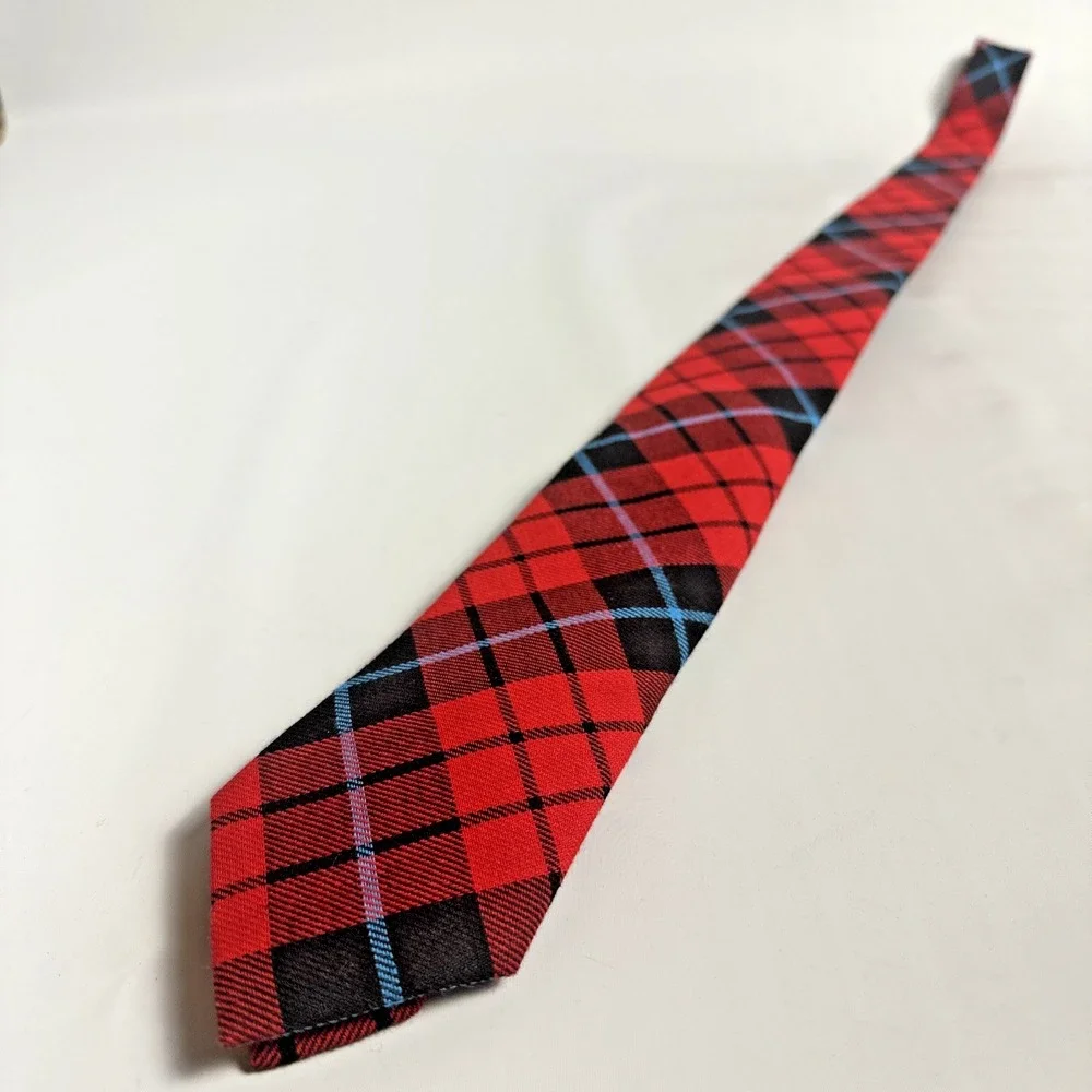 Nautica Red Tartan Plaid Cotton Tie Preppy Holiday Christmas Classic Necktie